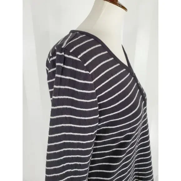 CROFT & BARROW Women's Black & White Striped Pajama Top Sz S - Picture 6 of 7
